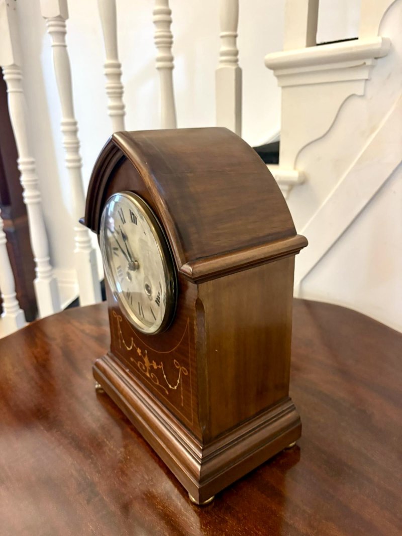 Antique Edwardian Mahogany Striking Mantel Clock